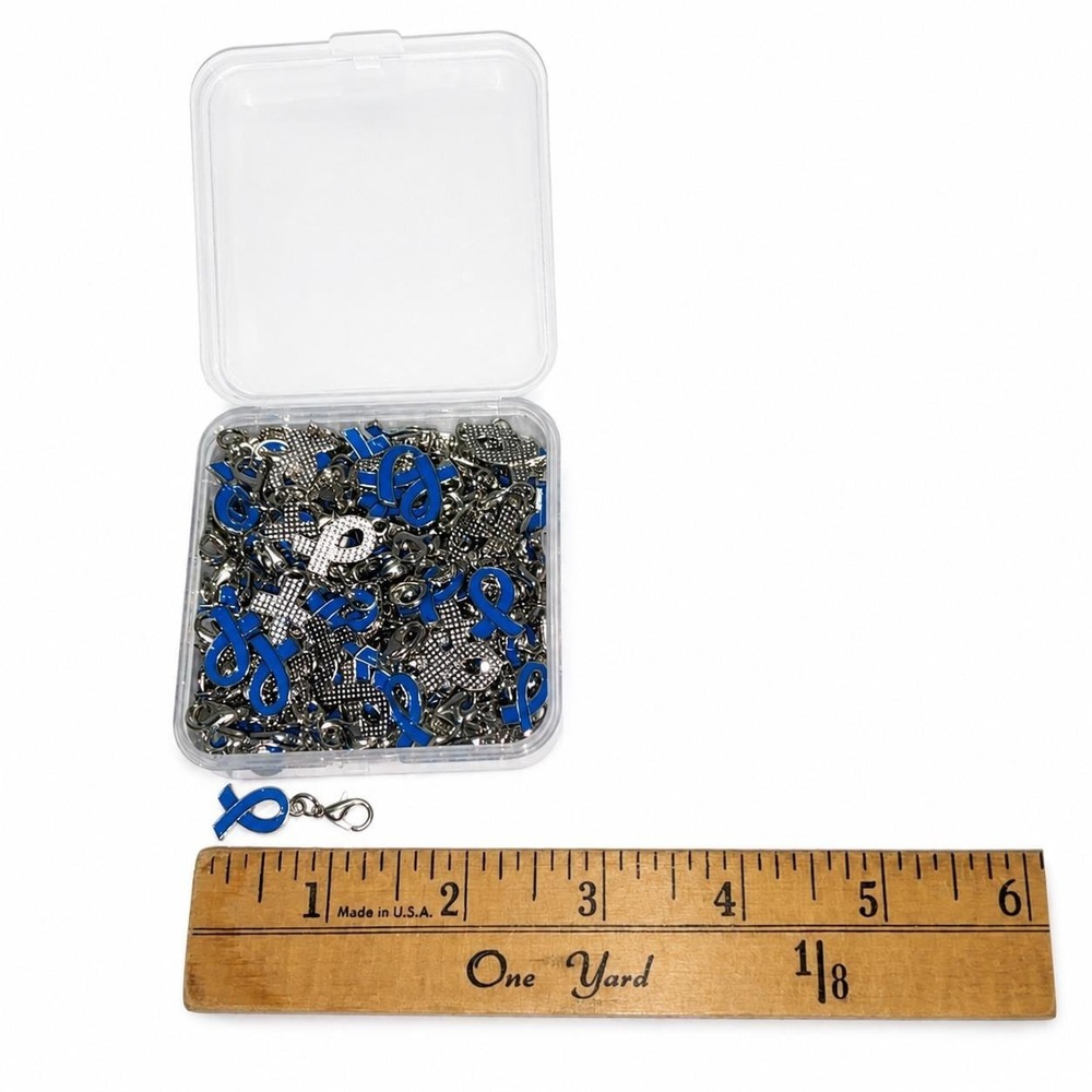 Pack of Blue Ribbon Pendant with Clasps 100 Pcs